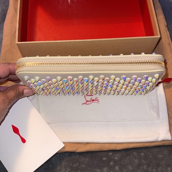 Christian Louboutin panettone wallet calf empire/spikes beige leather multicolor - Picture 14 of 15